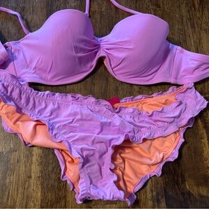 Victoria's Secret Pink and Orange Bikini Set